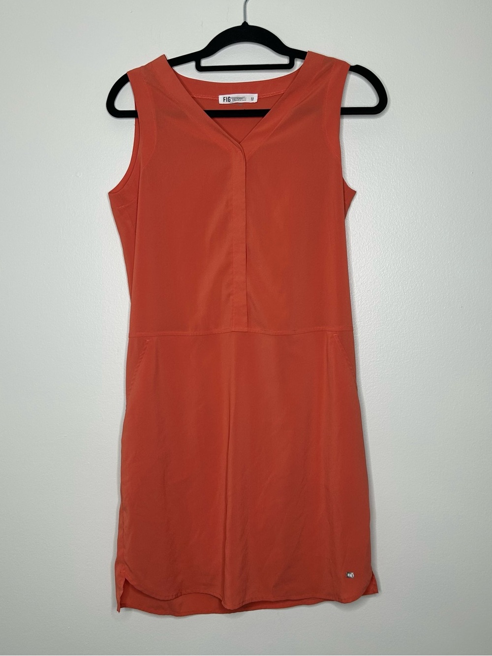 FIG Orange Sleeveless V-Neck Shift Dress